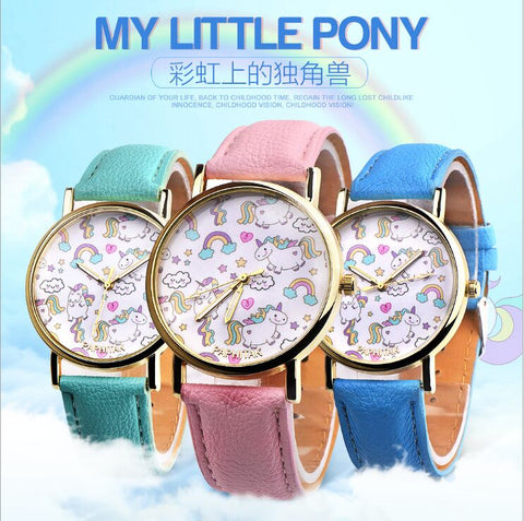 Montre avec motifs de licorne kawaii blanc