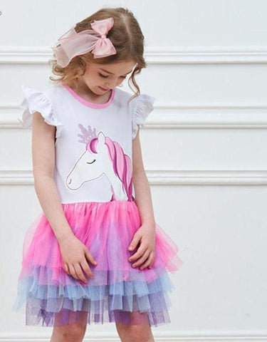 Filles Licorne Anniversaire Princesse Robe Hôte Scène Catwalk Piano Costume  Fleur Fille Robe Convient aux enfants de 4 à 15 ans