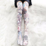 Lolita Over-knee Socks Anime RE: Zero Starting Life Ram Rem Cosplay Costume Cartoon Printed Gothic Style Velvet Long Socks