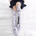 Lolita Over-knee Socks Anime RE: Zero Starting Life Ram Rem Cosplay Costume Cartoon Printed Gothic Style Velvet Long Socks