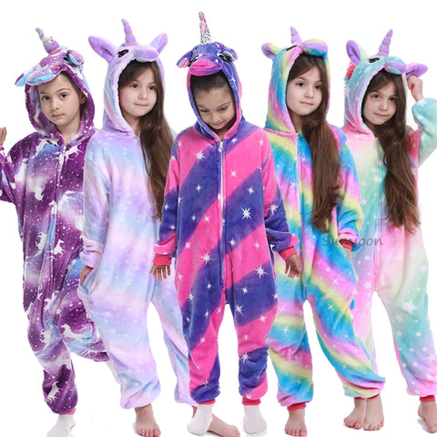 Kigurumi Onesie Kids Unicorn Pajamas For Children Animal Cartoon Blanket Sleepers Baby Costume Winter Boy Girl Licorne Jumspuit