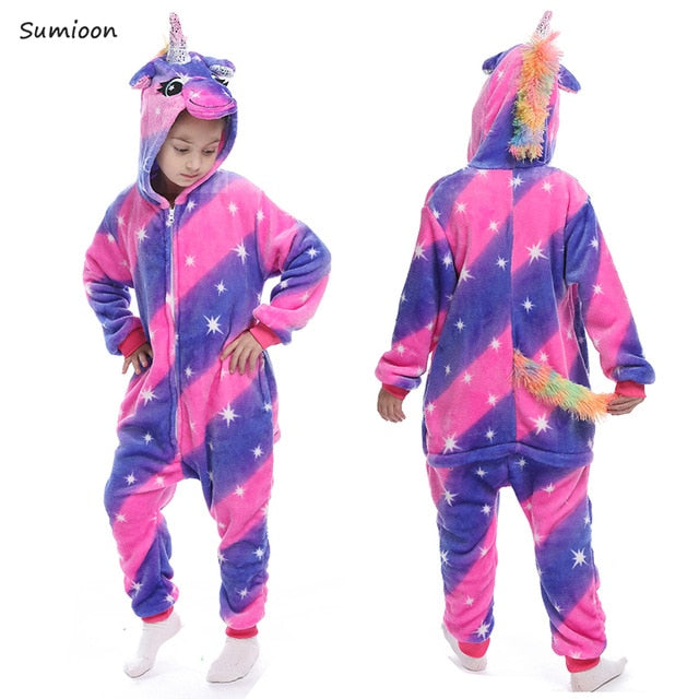 Kigurumi Onesie Kids Unicorn Pajamas For Children Animal Cartoon Blanket Sleepers Baby Costume Winter Boy Girl Licorne Jumspuit