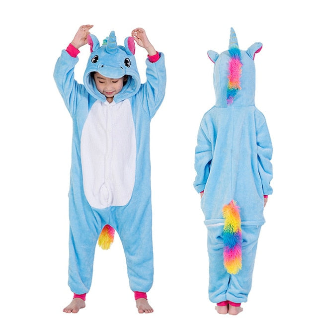 Kigurumi Onesie Kids Unicorn Pajamas For Children Animal Cartoon Blanket Sleepers Baby Costume Winter Boy Girl Licorne Jumspuit