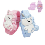 Montre licorne LED en silicone pour enfants